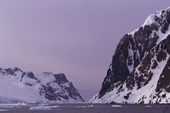 Narrow strait between Booth Is and Graham Land known as Lemaire Channel. Antarctic Peninsula.