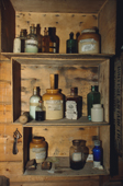Shelf of medical supplies. Shackleton's Nimrod expedition hut at Cape Royds Ross Island. Antarctica.