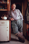 Tatigat, an Inuk, inside his home at Igloolik. Nunavut, Canada. 1990