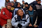 Inuit children from the 7th Grade at the Ataguttaluk school in Igloolik. Nunavut, Canada. 2002