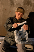 Kiawak Ashoona, an internationally acclaimed Inuit carver from Cape Dorset, Nunavut, Canada. 2002