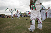 Mixed group of Morris Dancers at the Sturminster Newton Cheese Festival. Dorset. England