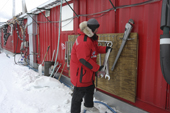 Giant spanner on a container at IceCube. Amundsen-Scott South Pole Station. Antarctica