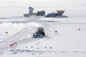 Snow plough on the road to the South Pole Telescope in the Dark Sector. Amundsen Scott Staion. South Pole. Antarctica