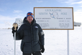 David Rootes at the Geographical South Pole. Amundsen-Scott Station. Antarctica