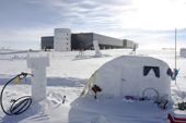 Snow sculptures at the South Pole. Amundsen-Scott Station. Antarctica