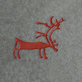 A copy of a rock carving of a reindeer from the Alta area of North Norway. The carvings were made from 6000-2500 years ago.