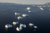 Aerial view of iceberge floating in Inglefield Bay. Northwest Greenland. 2008