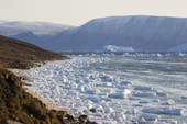 Glacial ice along the shore of Inglefield Bay at Qaanaaq in Northwest Greenland. 2008