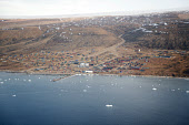 Aerial view of the Inuit community of Qaanaaq in the Avanersuaq region of Northwest Greenland