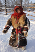 A young Forest Nenet girl in traditional dress. Numto, Khanty Mansiysk, Western Siberia, Russia. 2000