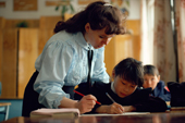 Larissa Vaganove, a teaching a class of Nenets children class at a boarding school in Yar-Sale. Yamal, Siberia