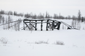 Remains of the railway line built by prisoners in the Stalin era between Nadym & Salekhard. Yamal, Western Siberia, Russia