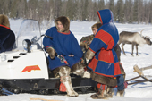 Young Nenets men at a reindeer herders' festival in the Yamal. Western Siberia, Russia