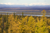 View of the Ural Mountains & the River Ob from Gornoknyazevsk in the autumn. Yamal, Western Siberia, Russia