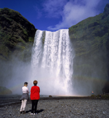 Tourists, Skogarfoss Waterfall, South Coast, Iceland