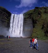 Tourists, Skogarfoss Waterfall, South Coast, Iceland