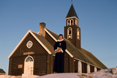 Dean of N. Greenland outside Zion's Church. Ilulissat - Jakobshavn, West Greenland