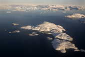 Aerial view of islands and the coast near Upernavik. Northwest Greenland