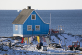 An Inuit home in the village of Iliminaq on the south side of the Ilulissat Icefiord. West Greenland