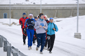 Members of Ilulissat's ski team out on a fitness run. Ilulissat, West Greenland