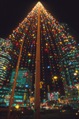Christmas lights at Portage Avenue & Main Street in Winnipeg. Manitoba Canada.