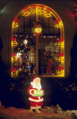 An illuminated Santa is part of the Christmas decorations outside this home in Winnipeg, Manitoba, Canada. Canada.